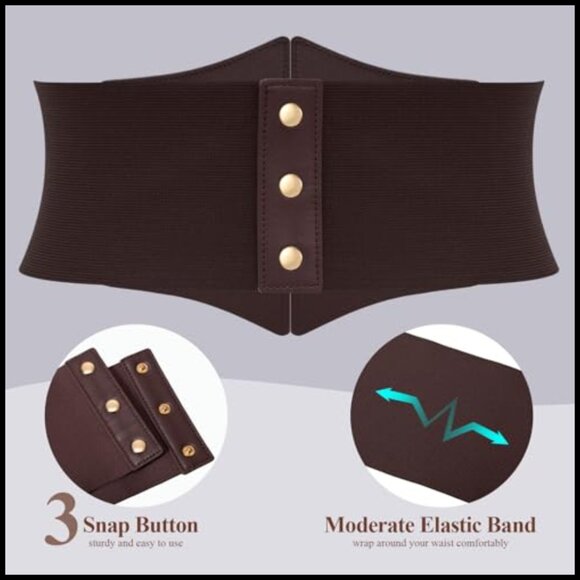 Wide Stretchy Corset Belt Gold Buckle Elastic Waist Waspie Y2K Chic main image 5
